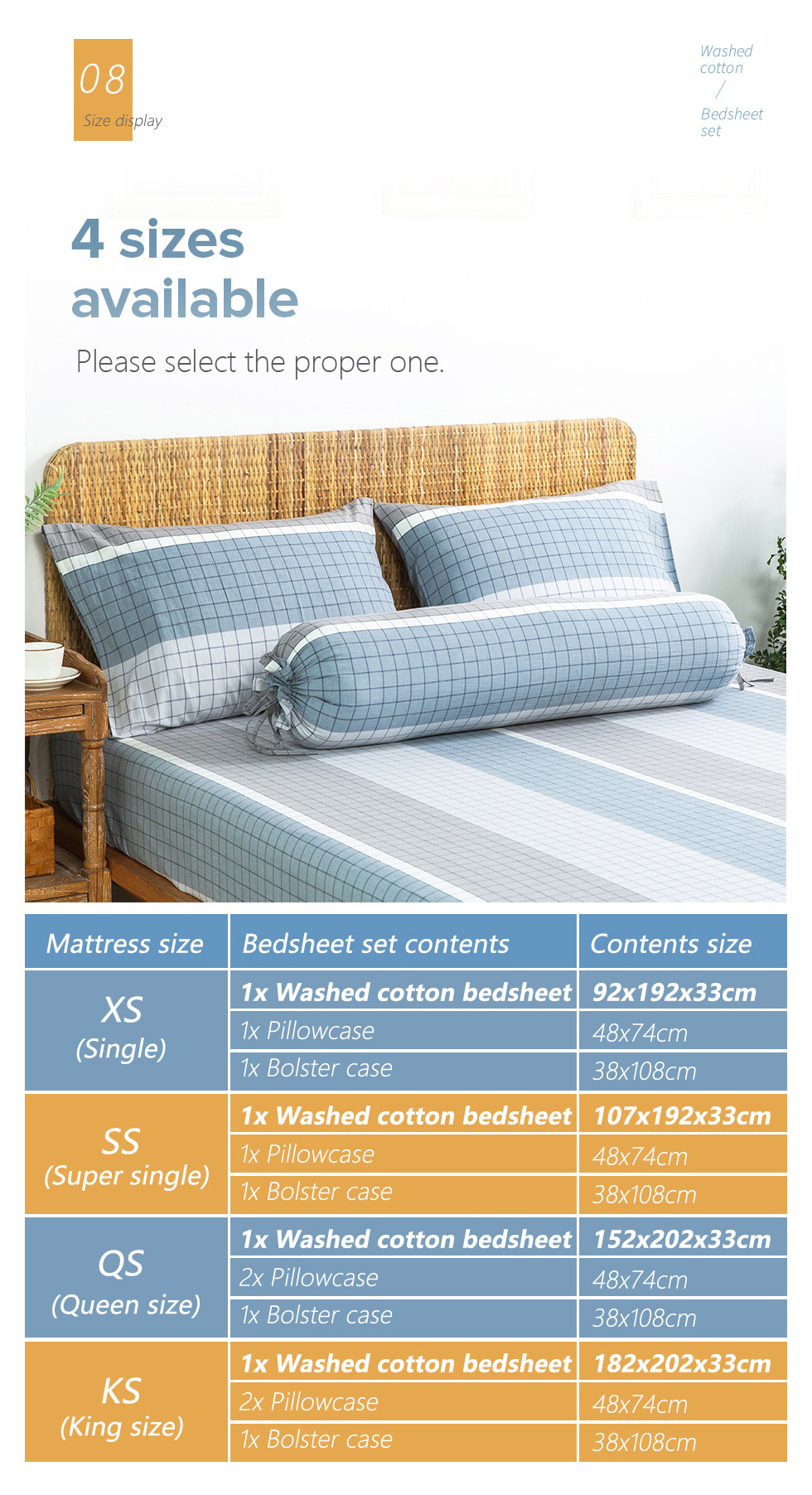 Washed Cotton Bedsheet Set-10